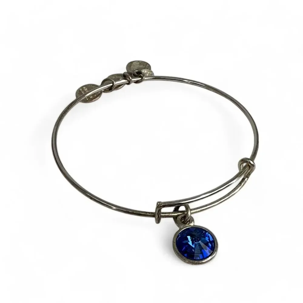 Alex and Ani Sapphire Blue Rhinestone Charm Bangle Bracelet September Birthstone